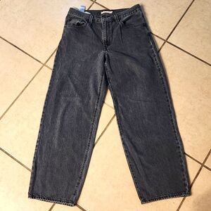 Levi's Premium Denim Baggy Dad Womens Jeans Faded Dark Denim 28 Loose Wide Leg
